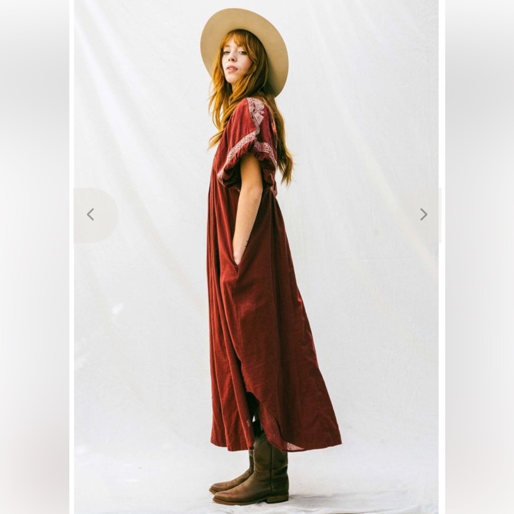 Free People Samantha Shirt Dress in Double Dare Maroon XS - Picture 14 of 14